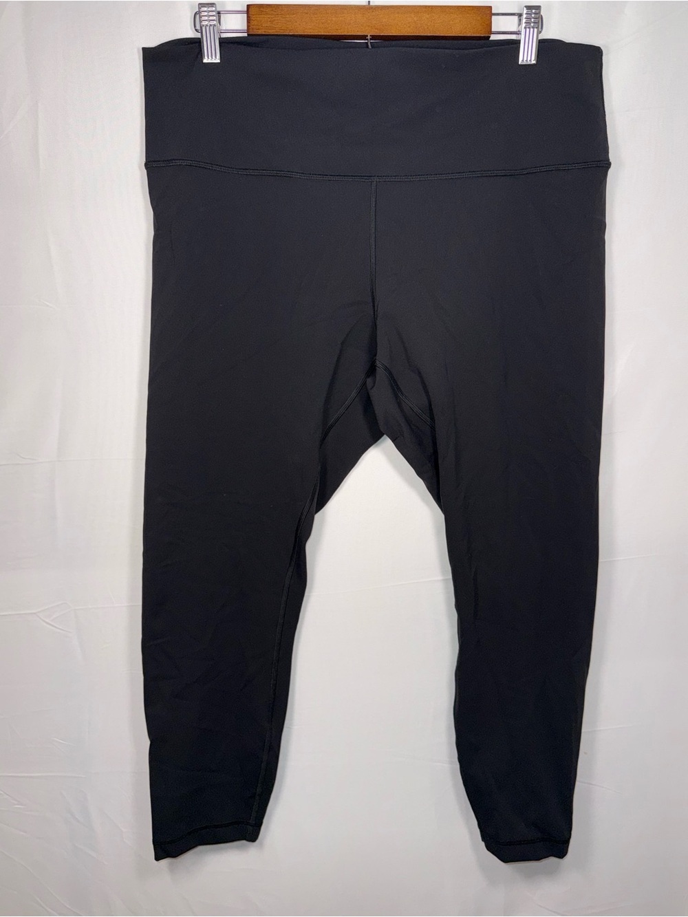 Lululemon Logo Classic Women Black High-Waist Ankle Athletic Leggings Size 16
